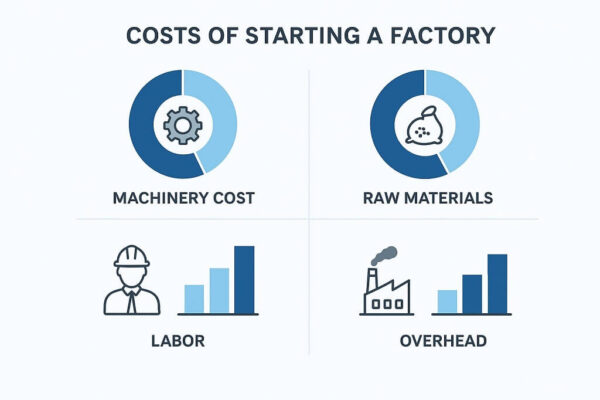 اینفوگرافیک تقسیم‌بندی هزینه‌های راه اندازی کارخانه اتصالات
