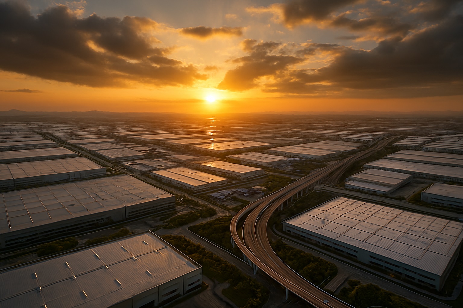 نمای هوایی از کارخانههای متعدد تولید کننده اتصالات پلی اتیلن