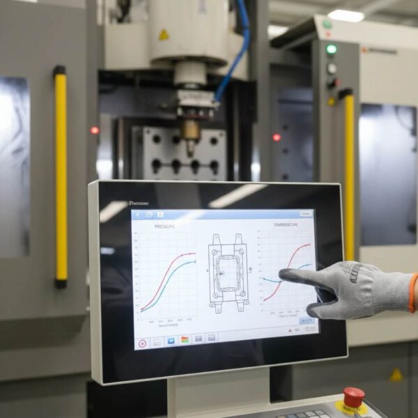 تکنسین در حال نظارت بر فرآیند تولید اتصالات پلی اتیلن