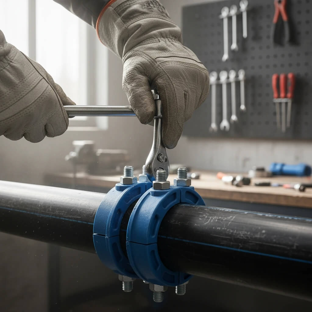 طریقه بستن پیچ های کمربند انشعاب پلی اتیلن